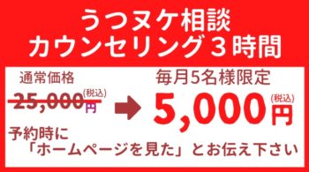 うつヌケ相談カウンセリング3時間・5名様限定で